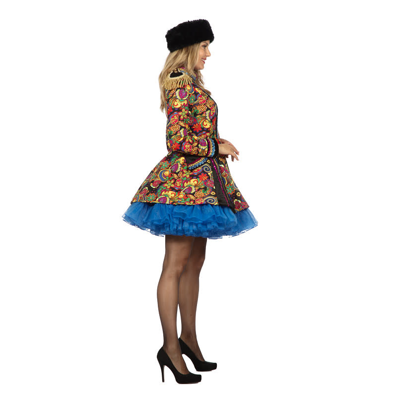 Luxe carnavalsjas zwart met bloemen dames