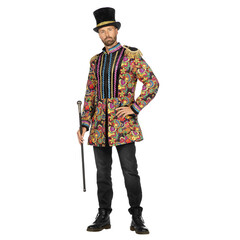 Luxe carnavalsjas zwart met bloemen heren