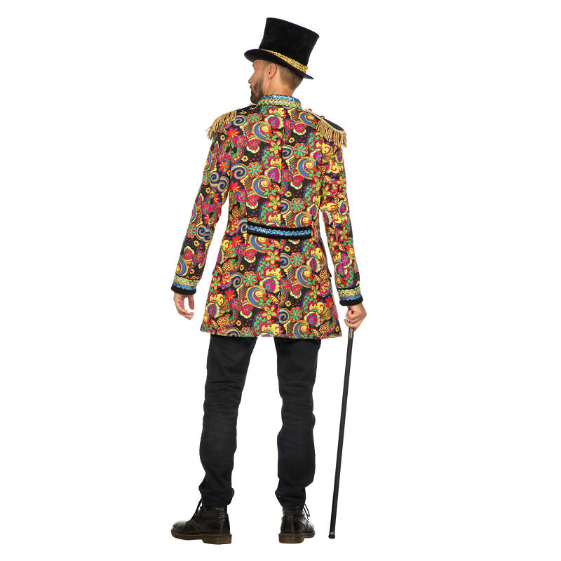 Luxe carnavalsjas zwart met bloemen heren