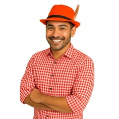 Jagershoedje Tirol Oranje met veer