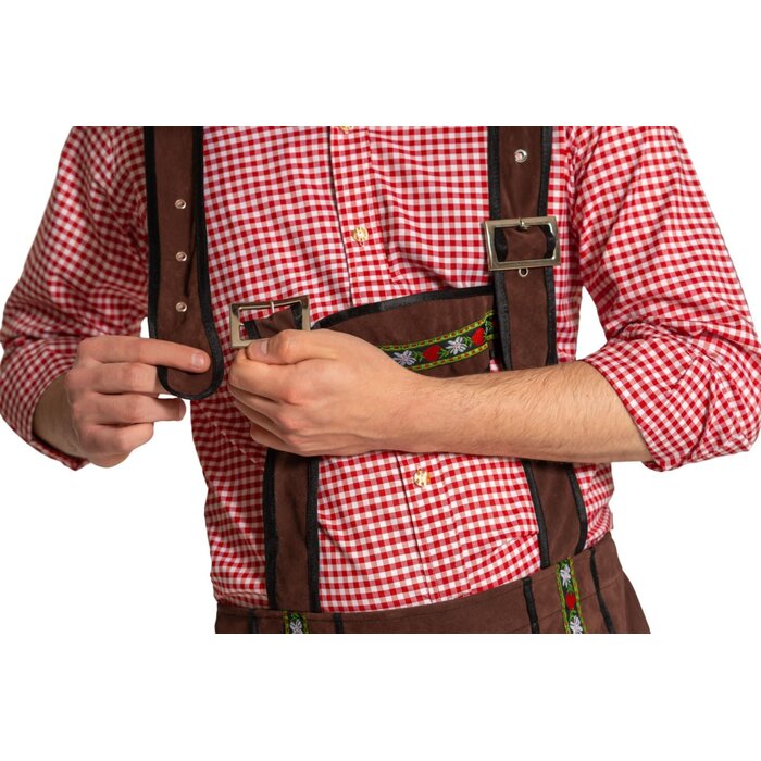 Lederhose Johann met Verstelbare Bretels Donkerbruin Lang