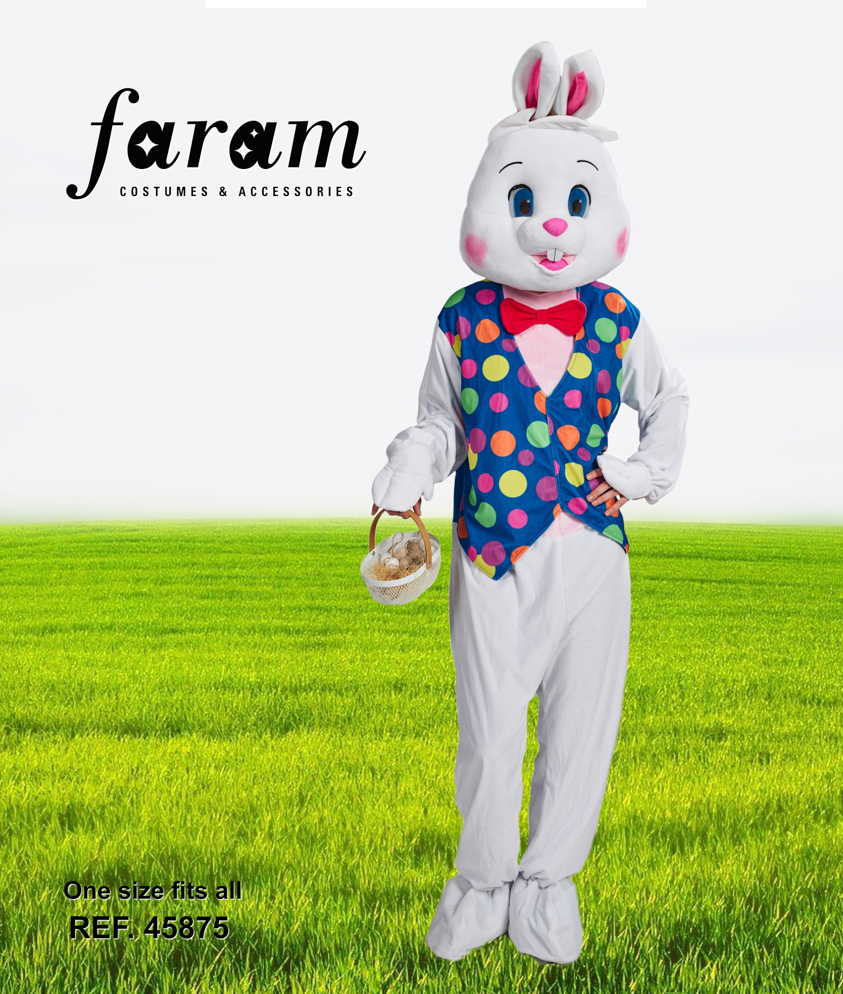 Feestshop.be Konijn haas Paashaas wit multi