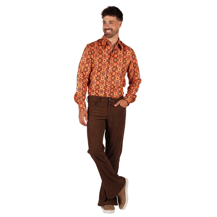 Thetru Broek retro jaren 70 hippie ribfluweel ribcordbroek bruin