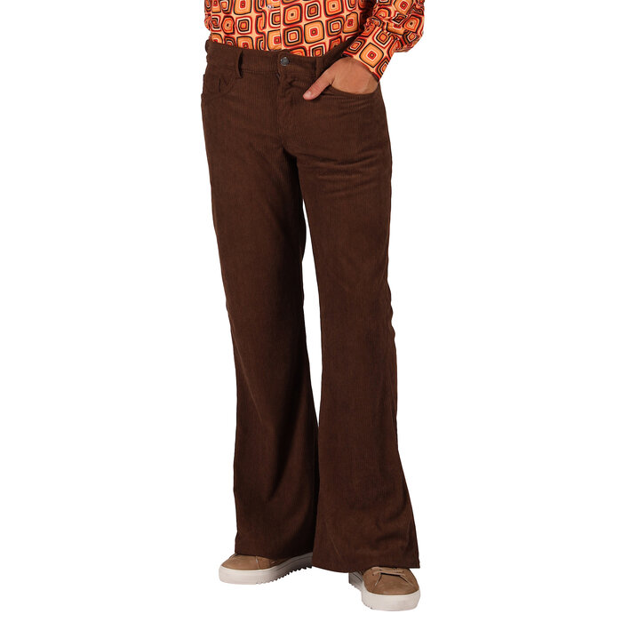 Thetru Broek retro jaren 70 hippie ribfluweel ribcordbroek bruin