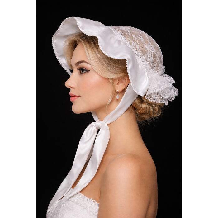 Boeren bruiloft muts wit