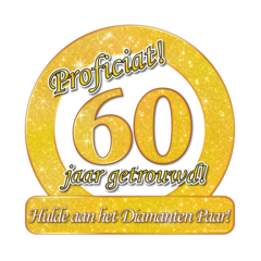 Huldeschild 60 jaar diamant 50 x 50cm
