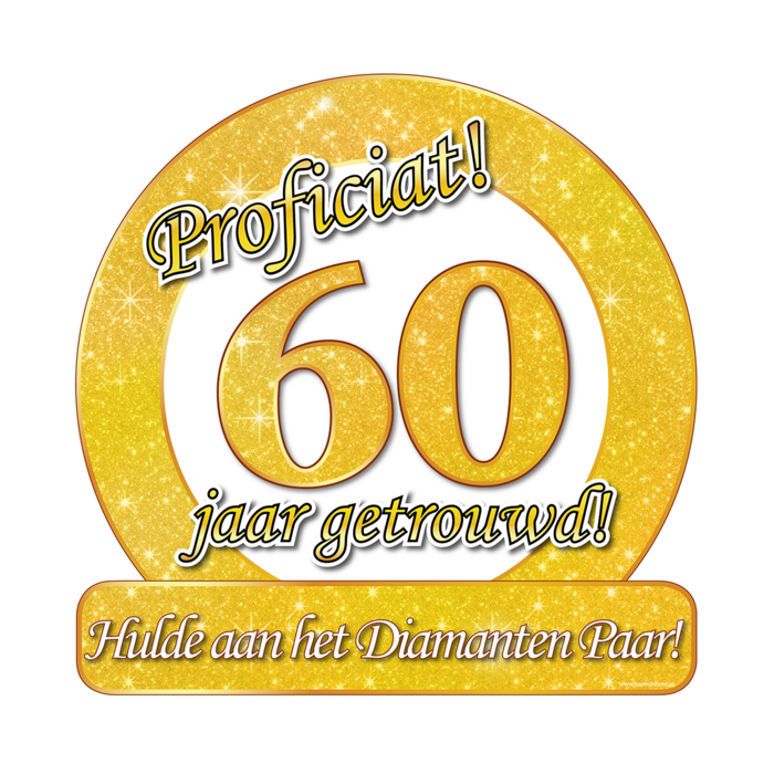 Huldeschild 60 jaar diamant 50 x 50cm