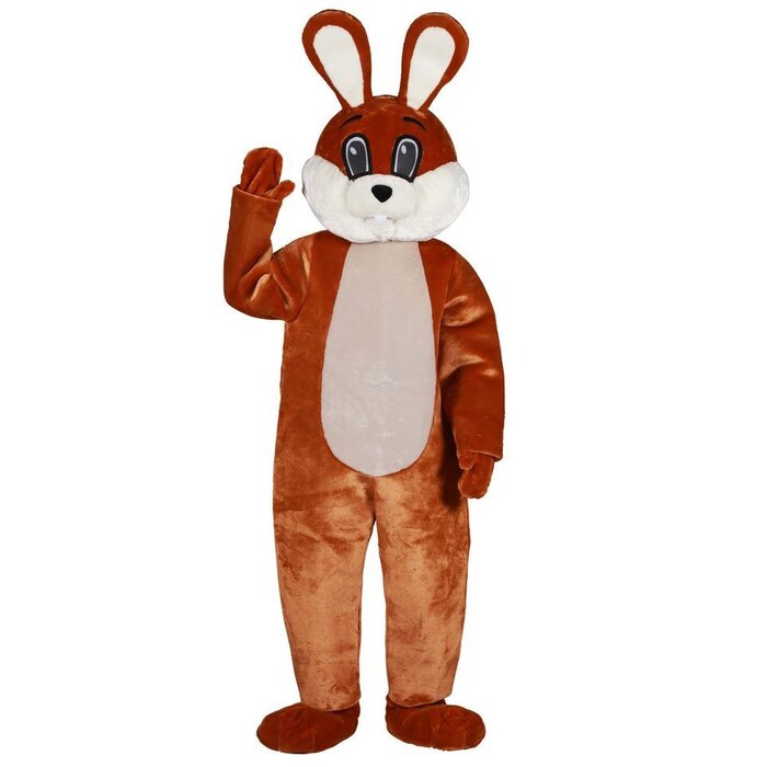 Paashaas mascotte deluxe bruin wit