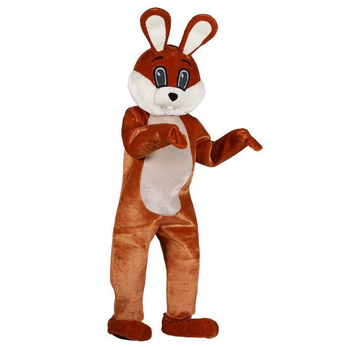 Paashaas mascotte deluxe bruin wit