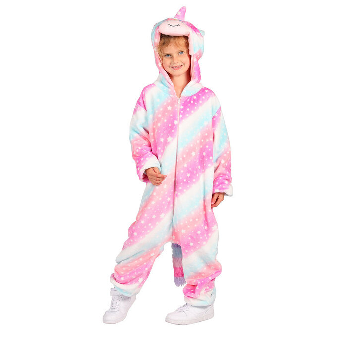 Thetru Unicorn kostuum jumpsuit roze kind