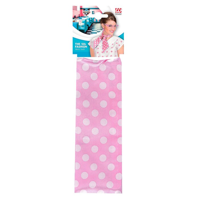 50's sjaal roze wit polka dots satijn