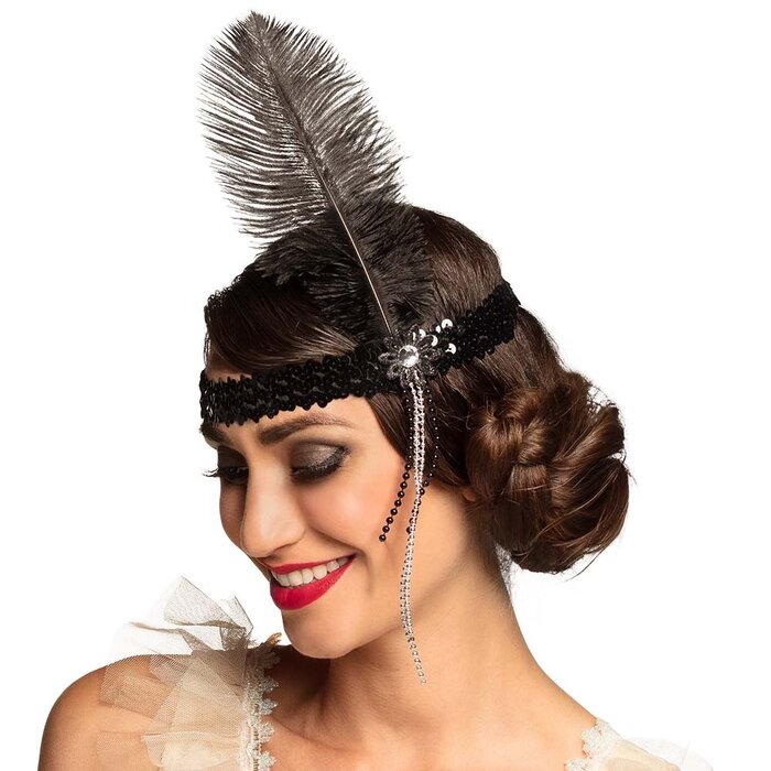 Jaren 20 Charleston hoofdband Flapper zwart