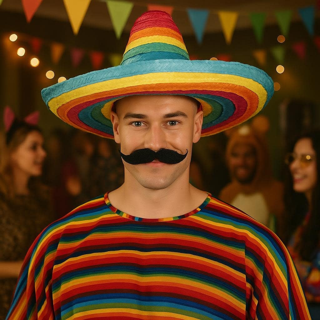 Sombrero Mexicaanse strohoed 50 cm regenboog