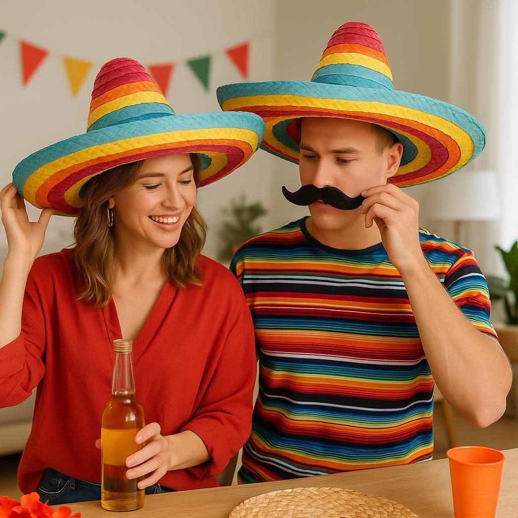 Sombrero Mexicaanse strohoed 50 cm regenboog