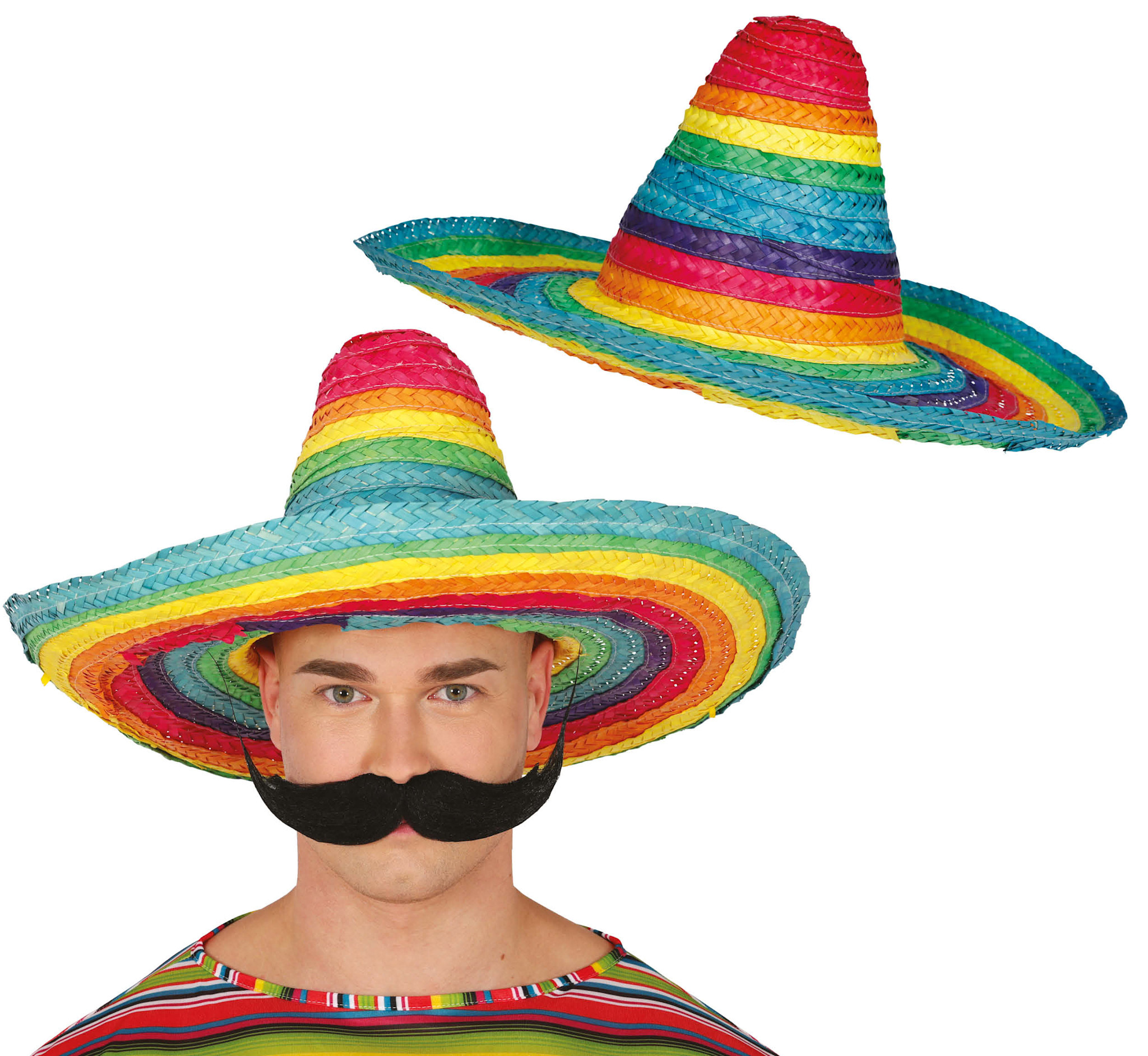 Sombrero Mexicaanse strohoed 50 cm regenboog