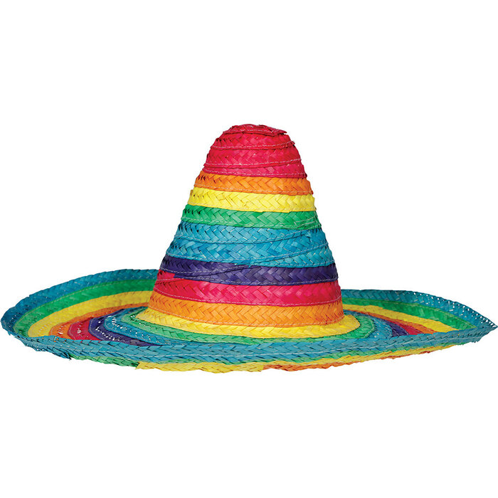 Sombrero Mexicaanse strohoed 50 cm regenboog