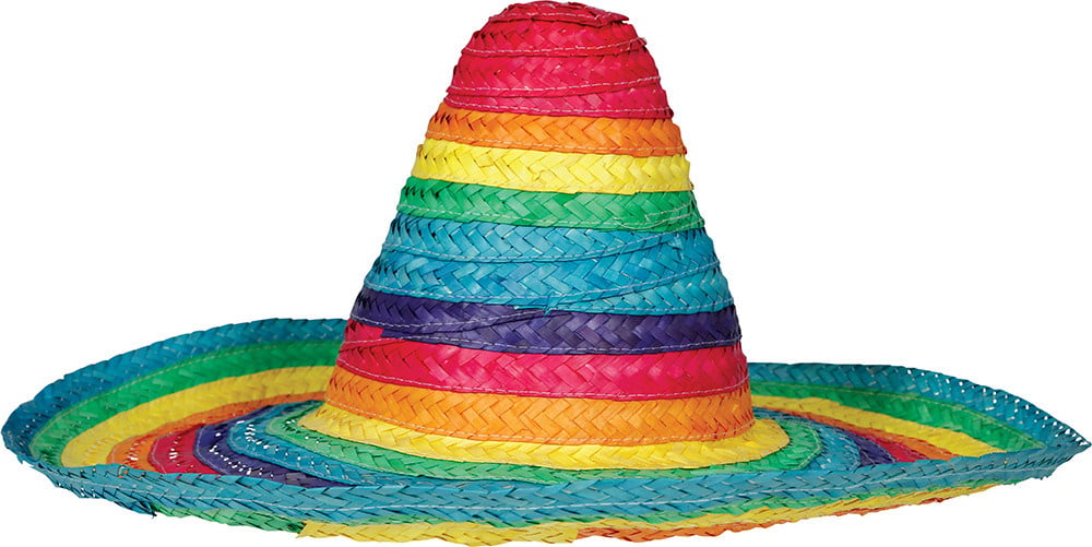 Sombrero Mexicaanse strohoed 50 cm regenboog
