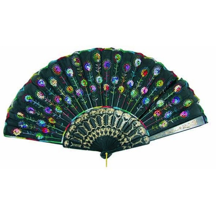 Festival Spaanse waaier pailletten multi 24 x 44cm
