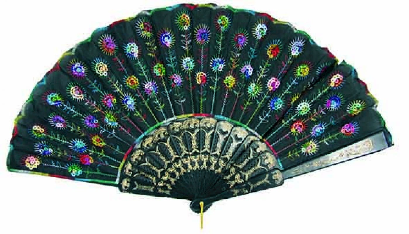 Festival Spaanse waaier pailletten multi 24 x 44cm