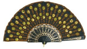 Festival Spaanse waaier pailletten goud 24 x 44cm