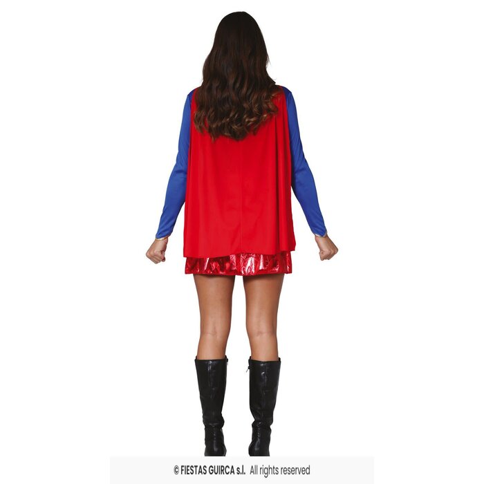 Superheld dame blauw rood