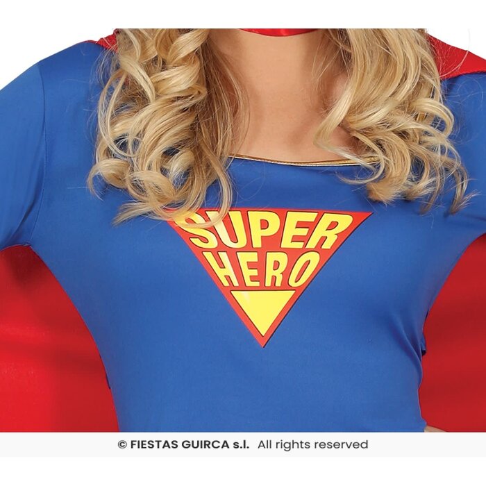 Superheld dame blauw rood