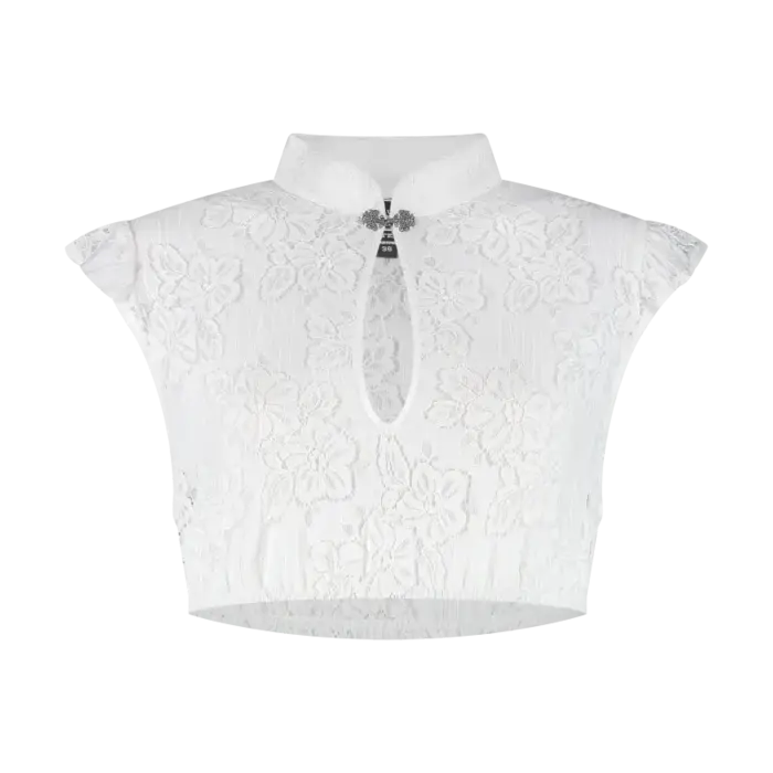 Dirndl blouse met kant wijdvallende mouwen en metalen sluiting