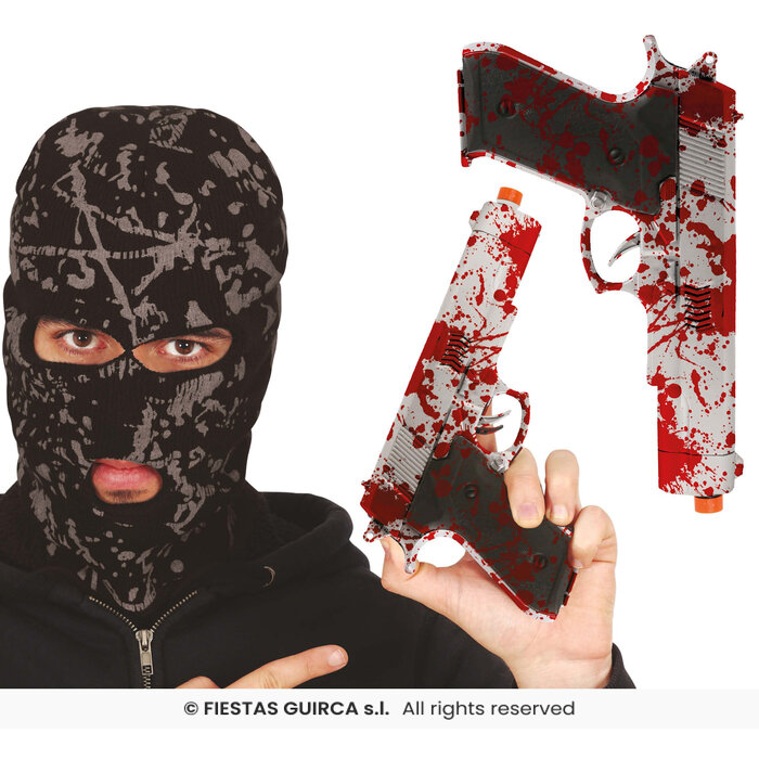 Pistool met bloed 24 cm