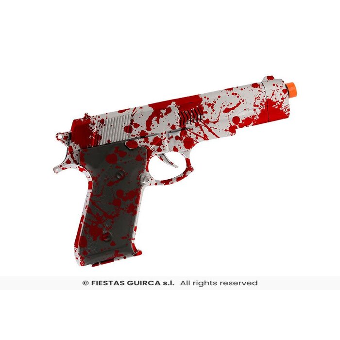 Pistool met bloed 24 cm