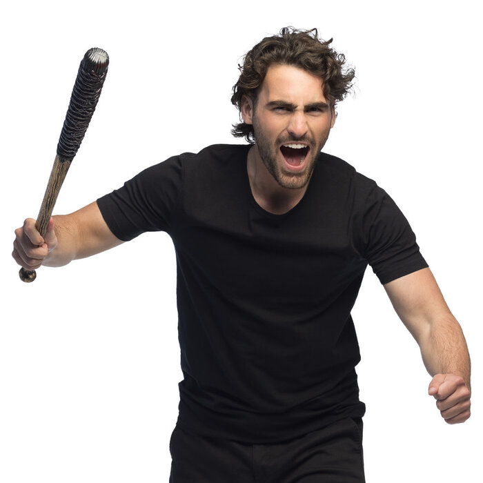 honkbal knuppel met bloed prikkeldraad