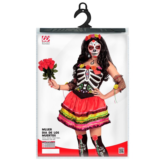 Feestshop.be Mujer dia de los Muertos Halloween kleedje dames