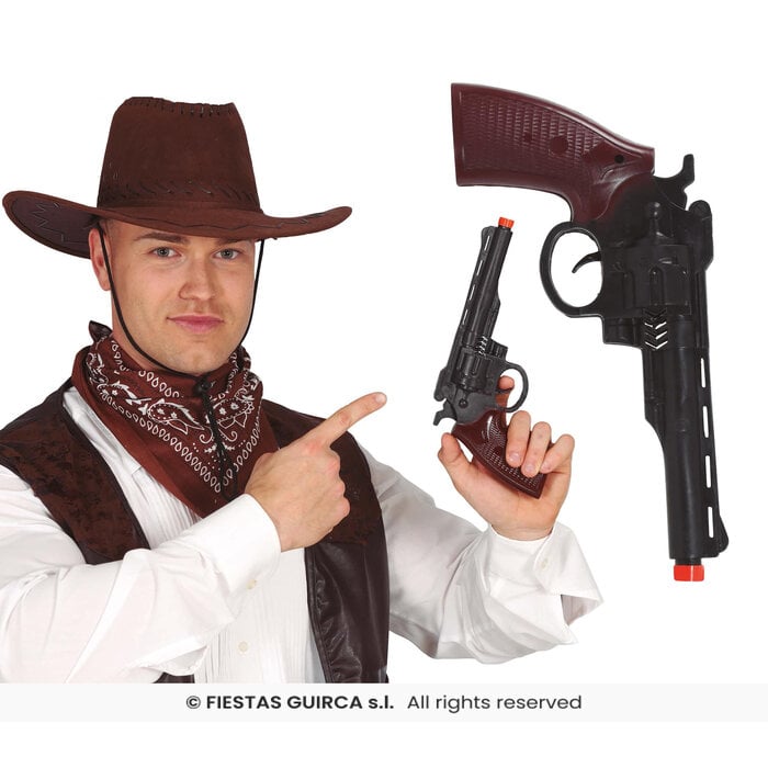 Zwart cowboy pistool revolver plastiek 30 cm