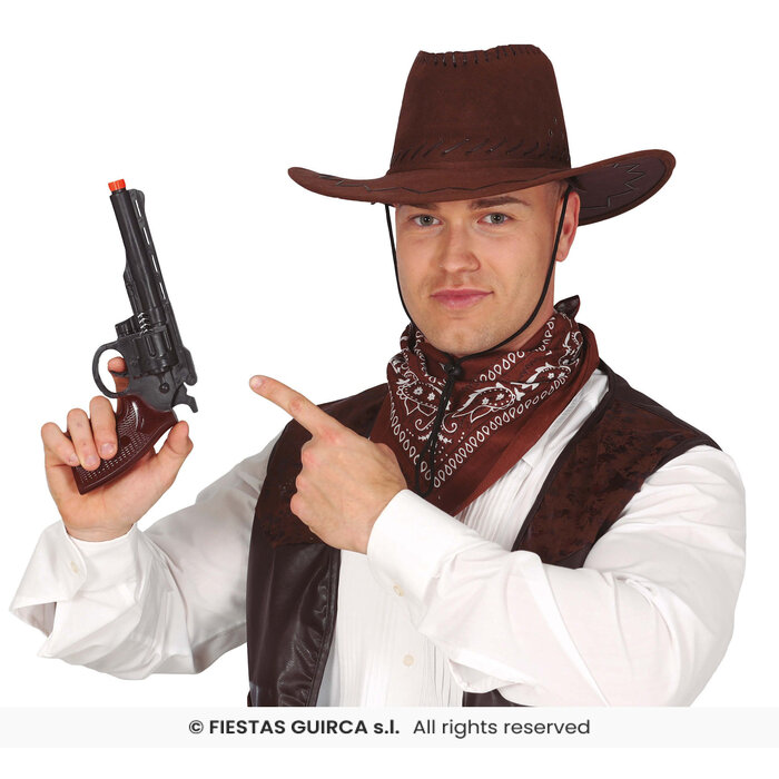 Zwart cowboy pistool revolver plastiek 30 cm