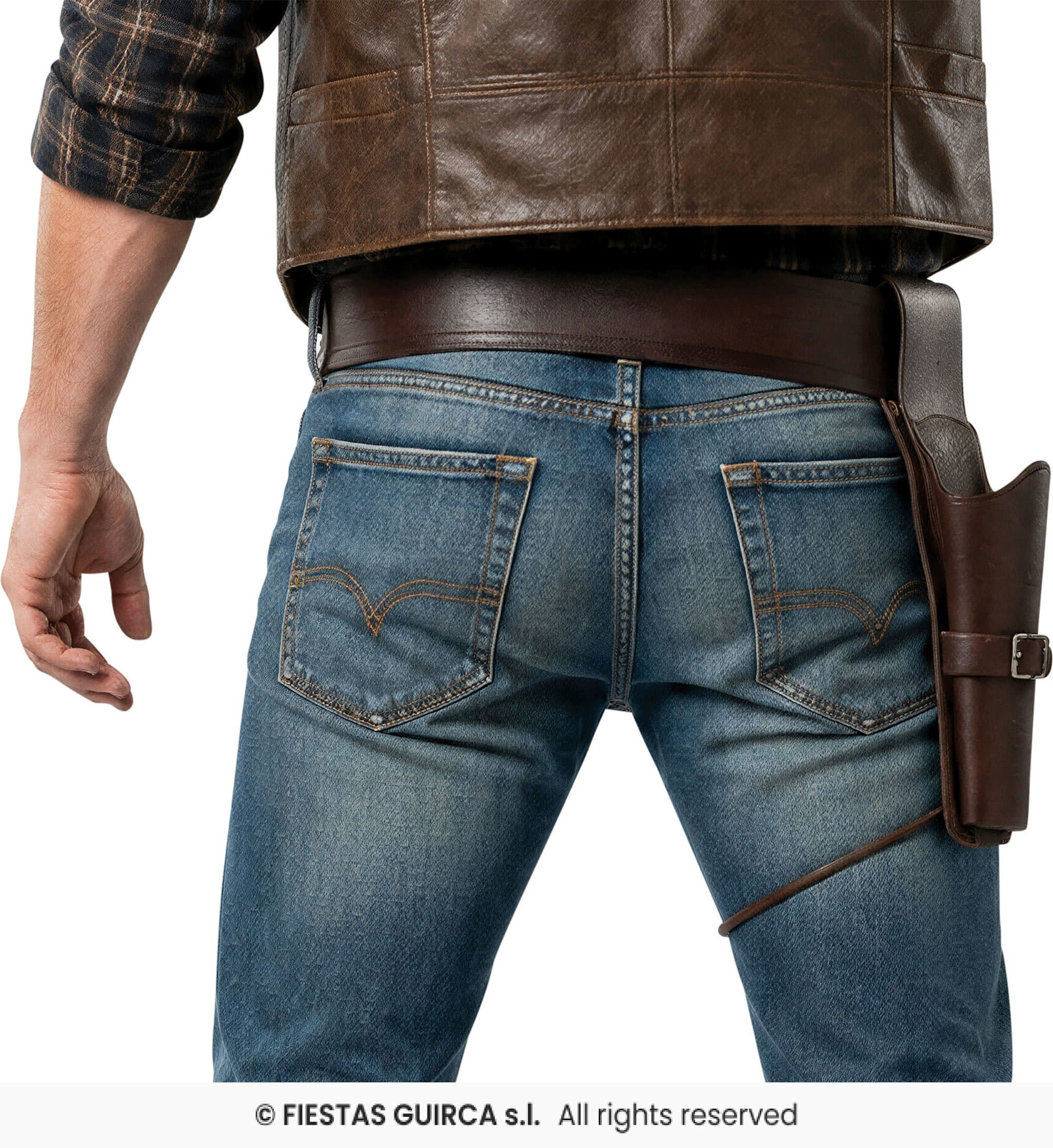Western cowboy riem set bruin (holster en riem 110 cm)