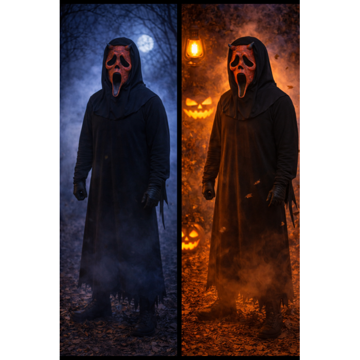 Ghost Face Aged Duivel Masker met Capuchon Officiele Licentie