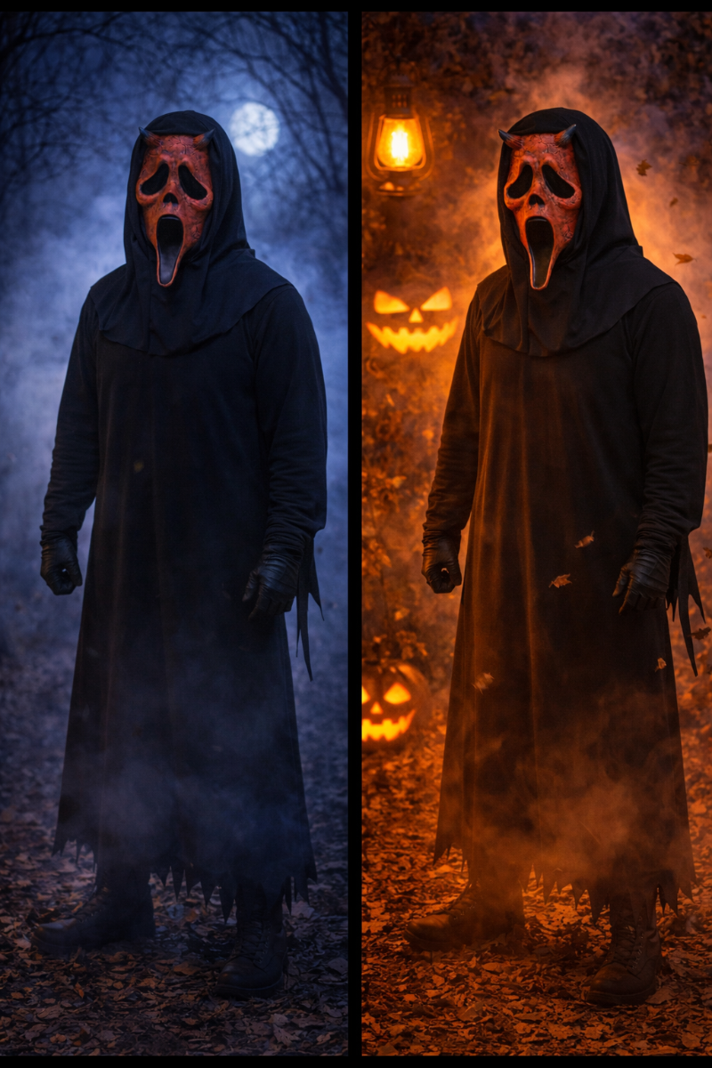 Ghost Face Aged Duivel Masker met Capuchon Officiele Licentie
