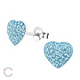 Zilveren kinderoorbellen: Hart met kristallen steentjes