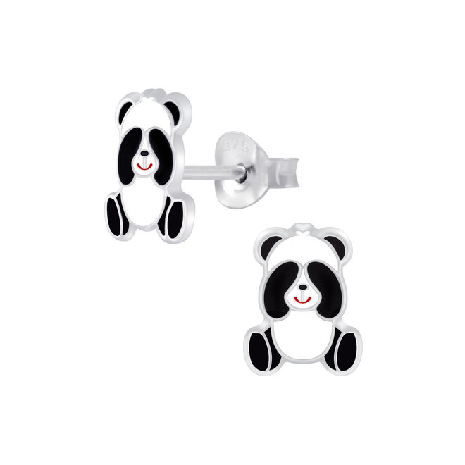 Zilveren kinderoorbellen: Schattige panda
