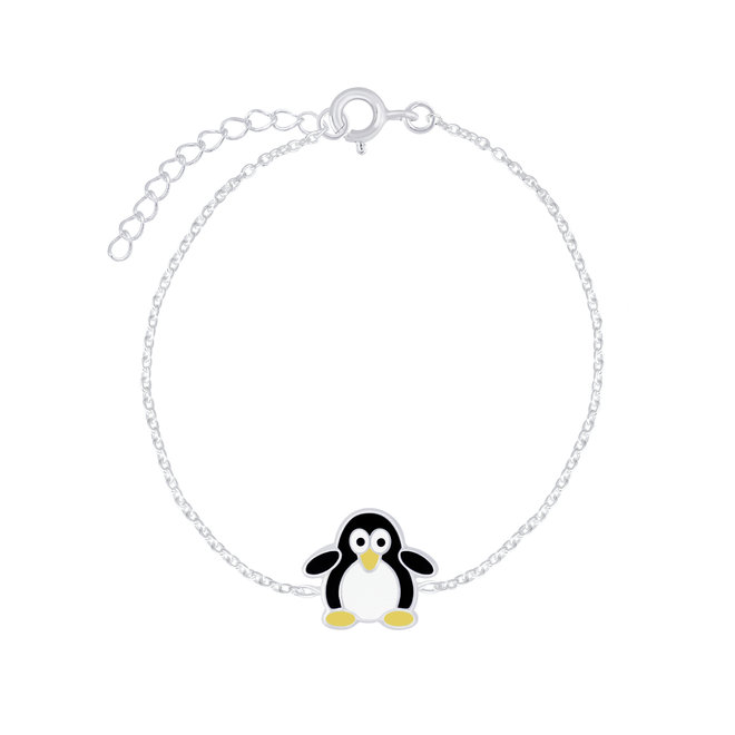 Zilveren kinderarmband: Schattige pinguïn