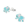 Zilveren kinderoorbellen: Blauwe schattige olifant