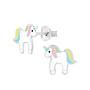 Zilveren kinderoorbellen: Eenhoorn met glitter