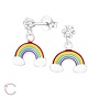 Zilveren kinderoorbellen: Regenboog met steentje