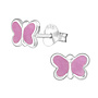 Zilveren kinderoorbellen: Vlinder met glitters