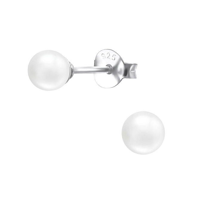 Zilveren kinderoorbellen: Elegante kleine parel white