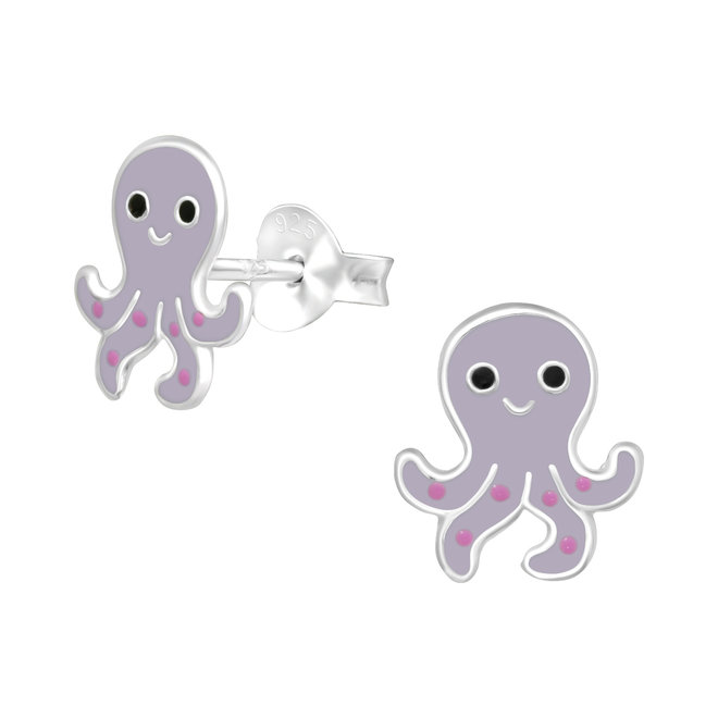 Zilveren kinderoorbellen: Octopus