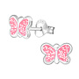 Zilveren kinderoorbellen: Vlinder met glitters