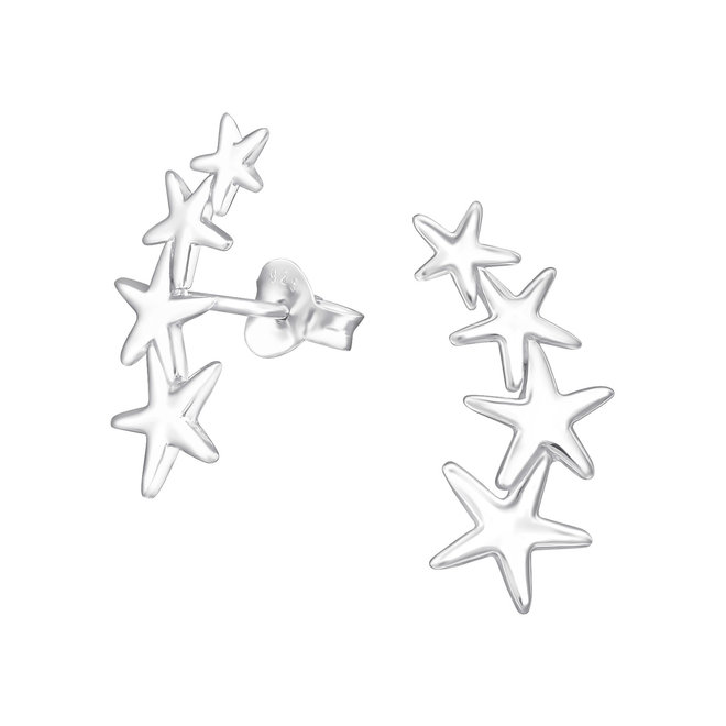 Zilveren oorbellen: stekers met 4 sterren