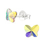 Zilveren oorbellen: stekers met kristallen vlindertjes