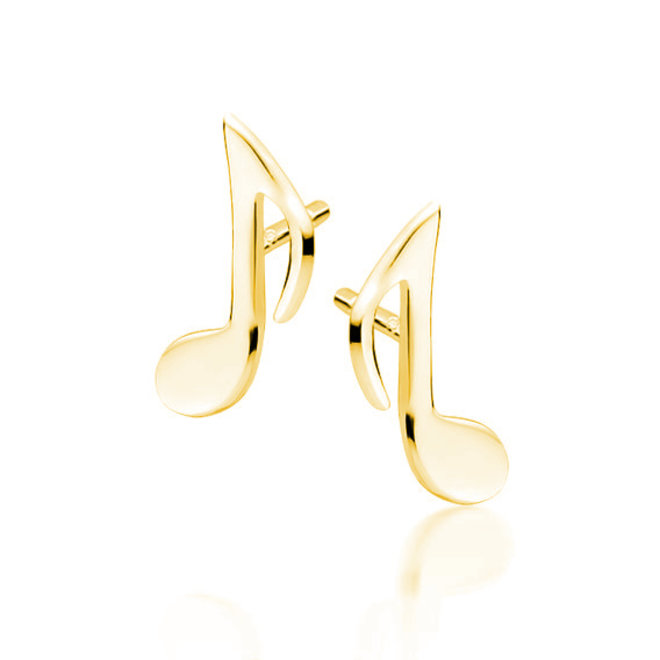 Gold plated 14K oorbellen: Muzieknoten