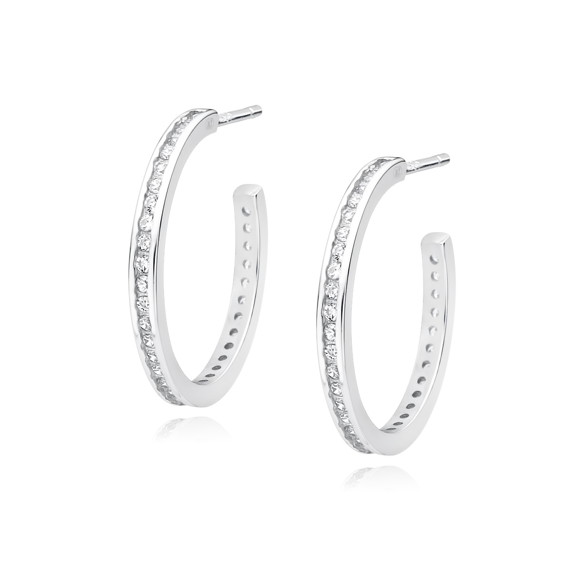 Vrijgevig Bijproduct worstelen Zilveren oorbellen: Creool met witte zirkonia steentjes - Juwelen 4 Kids